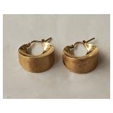14Kt Gold Wide Band Hoop Earrings