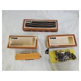 Tyco HO Train Box Car, Track & Accessories