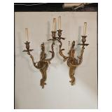 2 Large French Louis XV Rococo Style Sconces