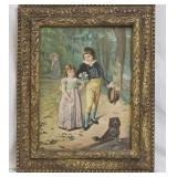 Happy Childhood Print with Antique Carved Frame