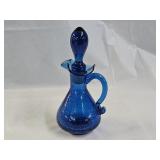Vintage Blue Crackle Glass Cruet with Stopper