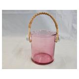 Vintage Pilgrim Cranberry Art Glass Sugar Pail