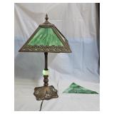 Antique Slag Glass Panel Lamp