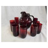 Anchor Hocking Royal Ruby Pitcher and Tumblers
