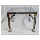 Vintage MCM Chrome Brass Glass Top Side