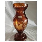 Egermann Amber Cut to Clear Bohemian Glass Vase