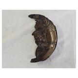Vintage Bronze Japanese Okame Crescent Moon