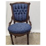 Victorian Walnut Carved Upholstered Side Chair