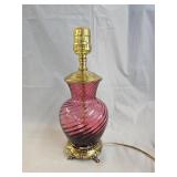Vintage Pilgrim Cranberry Swirl Optic Lamp