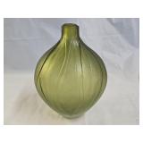Signed Studio Elgetrom Green Art Glass Vase