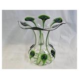 Stuart & Sons Art Nouveau Green Glass Vase