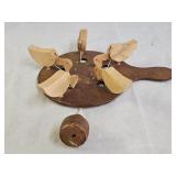 Vintage Folk Art Chickens Pecking Paddle Toy