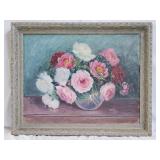 1953 Still Life Oil on Board with Antique Frame