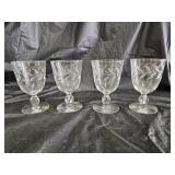 4 Libbey Rock Sharpe Laurel Etched Stemware