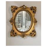 Antique Gilded Fruit Pattern Plaster Wall Mirror