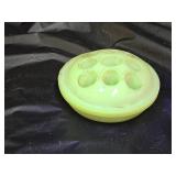 Vintage Uranium Glass Flower Frog