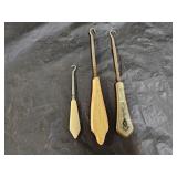 3 Antique Art Deco Celluloid Button Hooks