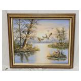 Mallard Ducks by Joyce framed Oil on Canvas