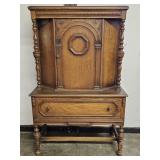 Antique 1930s Walnut Closed Front China Cabinet