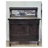 Antique Tiger Oak Sideboard with Beveled Mirror