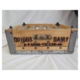 Vintage Driggs Dairy Farm Crate with Glass Bottles