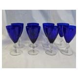 8 Morgantown Blue Cobalt Golf Ball Footed Glasses