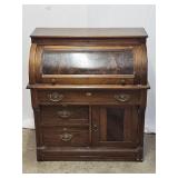 Victorian Burled Walnut Cylinder Desk