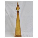 Vintage Empoli Italy Amber Ribbed Genie Bottle