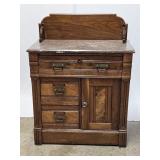 Antique Victorian Walnut Marble Top Commode