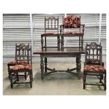 Antique Oak Refractory Table with 6 Chairs