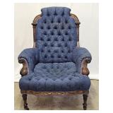 Victorian Walnut Carved Upholstered Side Chair