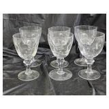 6 Hand Blown Crystal Stemmed Glasses