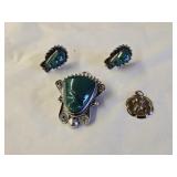 Sterling Silver Tribal Brooch, Earrings & Charm