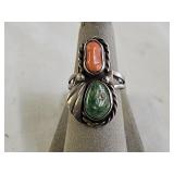 Sterling Silver? Turquoise & Coral Ring