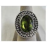 German Silver Peridot Ring