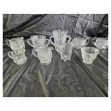 Pressed & Patterned Glass Spooners, Cream & Sugars
