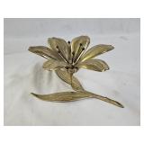 1950s MCM Hollywood Regency Brass Lotus Ashtray