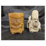 Hand Carved Tiki Mug, Carved Japanese Sculpture