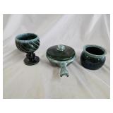 3pcs of Hull Pottery Green Drip Dishes