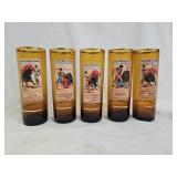 5 Vintage Bullfighting Highball Glasses