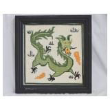 Vintage Chinese Green Dragon Cross Stitch Picture