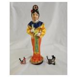 Vintage Fabric Geisha Girl, 2 Japanese HP Horses