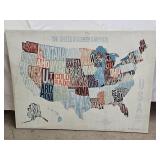 USA Map Print on Canvas by Michael Mullan