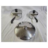2 Revere Ware Pots, Farberware Lid