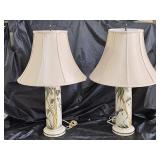 2 Signed MCM HP Bamboo Motif Table Lamps