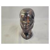 Vintage African Carved Ebony Wood Bust Sculpture
