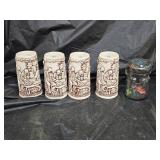 4 Vintage German Ceramic Beer Steins, Atlas Jar
