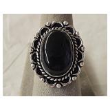 German Silver Black Onyx Ring