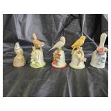 Porcelain Bird and Floral Bells