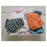 Tote, Linen, Lace, Crocheted Hat and Leg Warmers